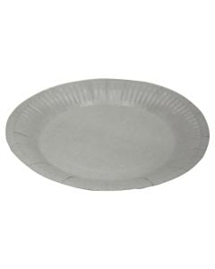 Plate, "Happy party", for birthday, cardboard, 23 cm, silver, 6 pcs, 1 pack