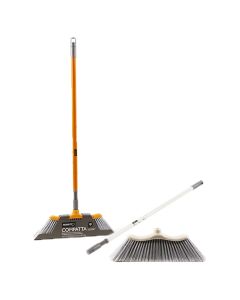 Cleaning broom, "Perfetto compatta", with stick, metalic, 130 cm, orange, white, 2 pieces