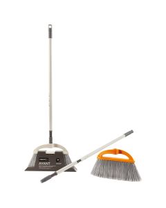 Cleaning broom, "Perfetto", Avant, with stick, metalic, 130 cm, orange, white, 2 pieces