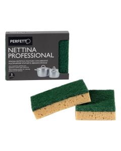 Sponge , "Perfetto", synthetic, green, 2 pieces, 1 pack