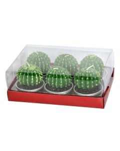Decorative candle, paraffin-metal, green, dia 4xH5 cm, 6 piece