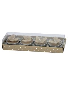 Decorative candle, paraffin-metal, pink, dia 4xH3.5 cm, 4 piece