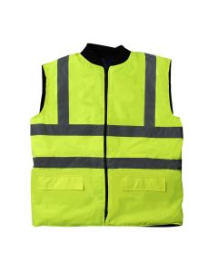 Vest with Oxford Weave, polyester/cotton, yellow/blu, L