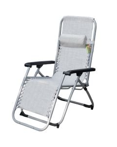 Foldable Sun bed chair, aluminium/textilene, grey, 62x142xH120 cm