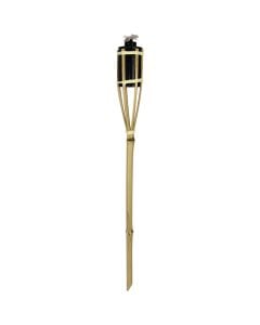 Bamboo torch with metal deposit, Size: 60cm, Color: Natural Material: Bamboo + Metal