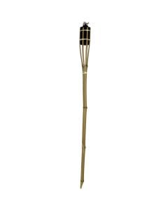 Bamboo torch with metal deposit, Size: 90cm, Color: Natural Material: Bamboo + Metal