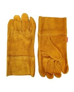 Welder gloves, leather,  orange, XL