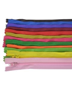 Tapping zipper, cotton, 23 cm, mix, 1 pack