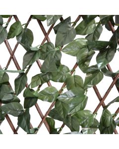 Bamboo fence with artificial leaves, Brixo, 200x100 cm, green color