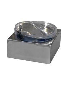 Square thermal fruit mix holders w/lid, Size: 24x24 cm, Color: Silver, Material: Stainless steel