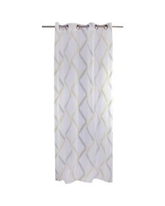 Curtain with rings, polyester, white-green, 140x260 cm