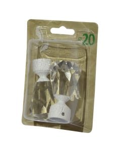 Knobs for metalic rod DIAMANTE, Size: Dia.20mm, Color: White, Material: Metalic