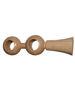 Double suport for wooden rod, Size: Dia.23mm, Color: Natural, Material: Wood
