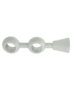 Double suport for wooden rod, Size: Dia.28mm, Color: White, Material: Wood