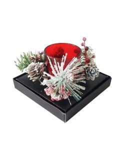 Candle holder, glass, red, 11.3x11.3xH7.5 cm