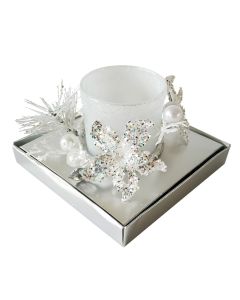 Candle holder, glass, silver, 11.3x11.3xH7.5 cm