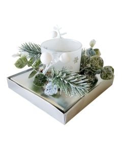 Candle holder, glass, silver, 11.3x11.3xH7.5 cm