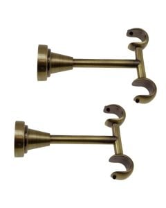 Support double for curtain rod, metallic, bronze, dia 16 mm