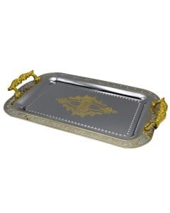 Serving tray, stainless steel, silver, 51x35 cm