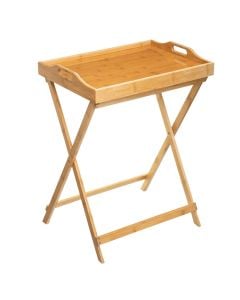 Table tray, foldable, bamboo, natural, 50x35xH65.5 cm