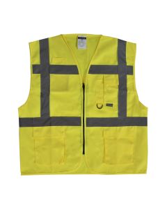 Annunciator striped vest with pockets, polyester, yellow, XXL
