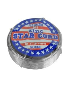 Coil with metal wire,  zinc plated metal, silver color, 1.3 mmx23 m