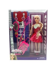 Doll with accessories toy set for kids, Atinil, Fashionistas, KemBay, plastic and synthetic polyester, 6x23x32.5 cm, miscellaneous, 5 pieces