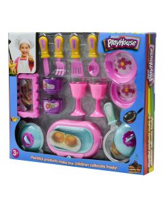 Set lodër për fëmijë, me aksesorë kuzhine, PlayHouse, plastikë, 5.5x36.5x31 cm, mikse, 15 copë