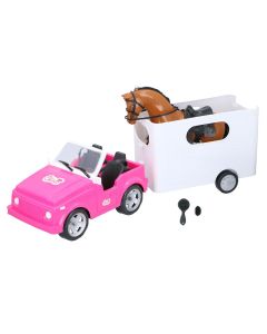 All-terrain toy vehicle with horse trailer, Eddy Toys, plastic, 61x15x28 cm, pink, 1 piece