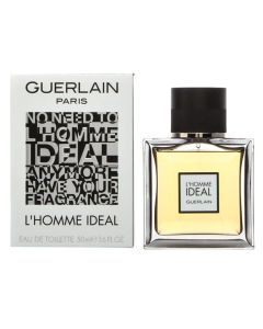 Eau de toilette (EDT) for men, Guerlain L'Homme Ideal, edt 50 ml, glass and metal, yellow, 1 piece