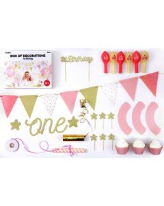 Party decoration set, "1st Birthday", plastic, for girls, 1 pack