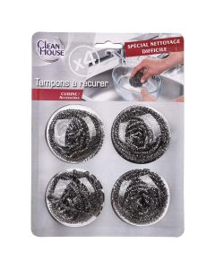 Scouring pad, Five, metal, 6 cm, gray, 4 pieces