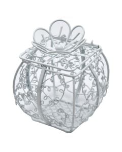 Horse carriage-shaped confetti holder, metal, 9 cm, white, 1 piece