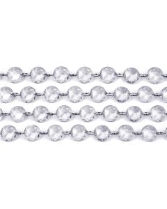 Crystal garland, 1 m, 18 mm, silver, 1 piece