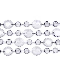 Crystal garland, 1 m, silver, 1 piece