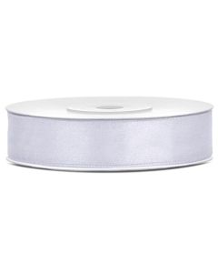 Satin ribbon, textil, 12 mm, 25 m , white, 1 piece
