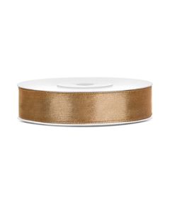 Satin ribbon, textil, 12 mm, 25 m , light gold, 1 piece
