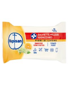 Wet disinfectant wipes, with lemon, Napisan, 15 pieces