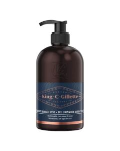 Cleansing gel, for face and beard, with coconut water, argan oil and avocado oil, King C Gillette, 350 ml