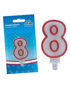 Decorative party candle, Nr.8, paraffin, 6.5 cm, assorted, 1 piece