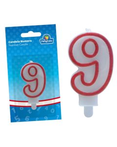 Decorative party candle, Nr.9, paraffin, 6.5 cm, assorted, 1 piece