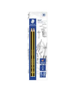 Graphite pencil H, Noris, Steadtler, wood, 18.5x0.7 cm, yellow and black, 2 pieces