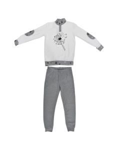 Pajamas for girls, G. Venturi, polyester and cotton, M, white and gray, 1 pair