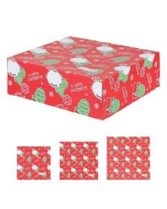 Gift box. with Christmas decoration. cardboard. red with design, 1 pack