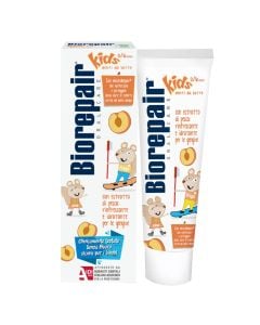 Protective toothpaste for children, Peach, Biorepair, plastic, 50 ml, white and orange, 1 piece