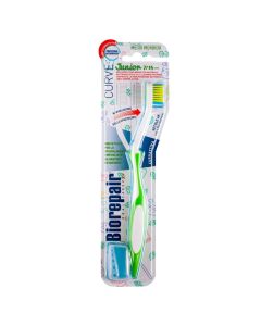 Curved toothbrush, Junior, Biorepair, plastic, 22x5 cm, green, 1 piece