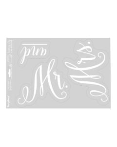 Wedding day car sticker, 'Mr. and Mrs". 33x45 cm, white, 1 piece