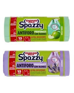Garbage bag, Domopak, 40 lt, green, purple, 1 piece