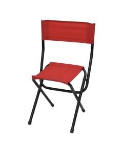Folding camping stool with backrest, aluminum and textile, 30x30x65 cm, red, 1 piece
