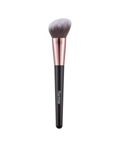 Professional bevelled blusher brush for make-up, Flormar, plastic and nylon, 17 cm, black and pink, 1 piece